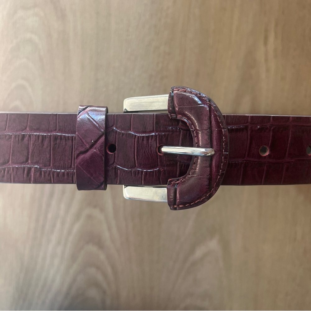 Rachel Comey Deep Burgundy Croc-Embossed Belt size small - Picture 2 of 7